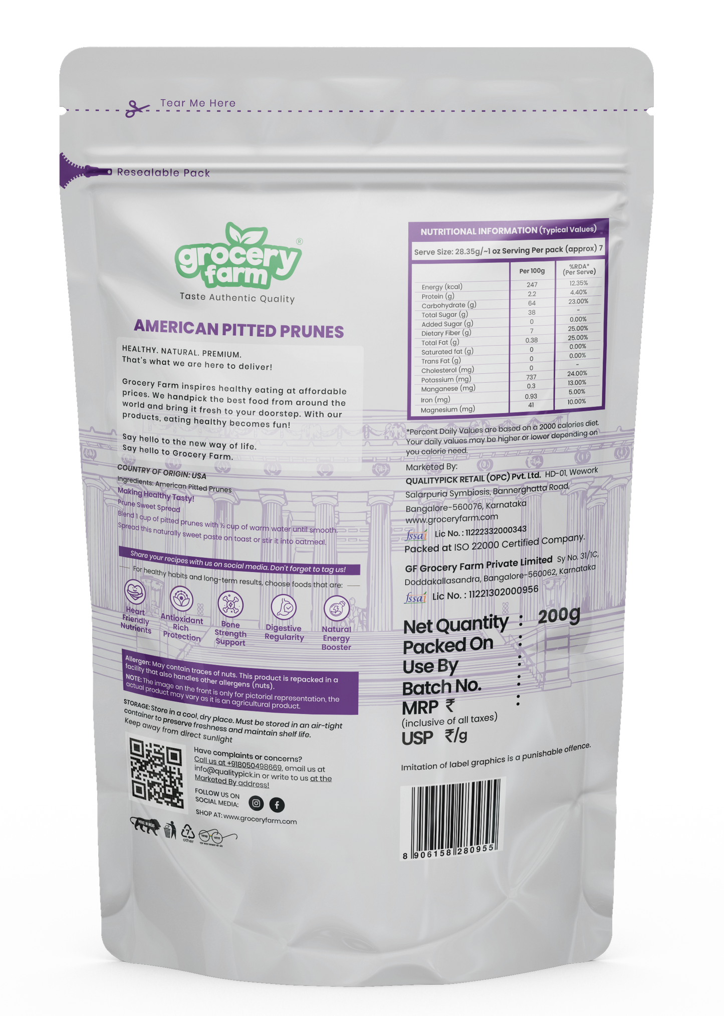 American Pitted Prunes 200g