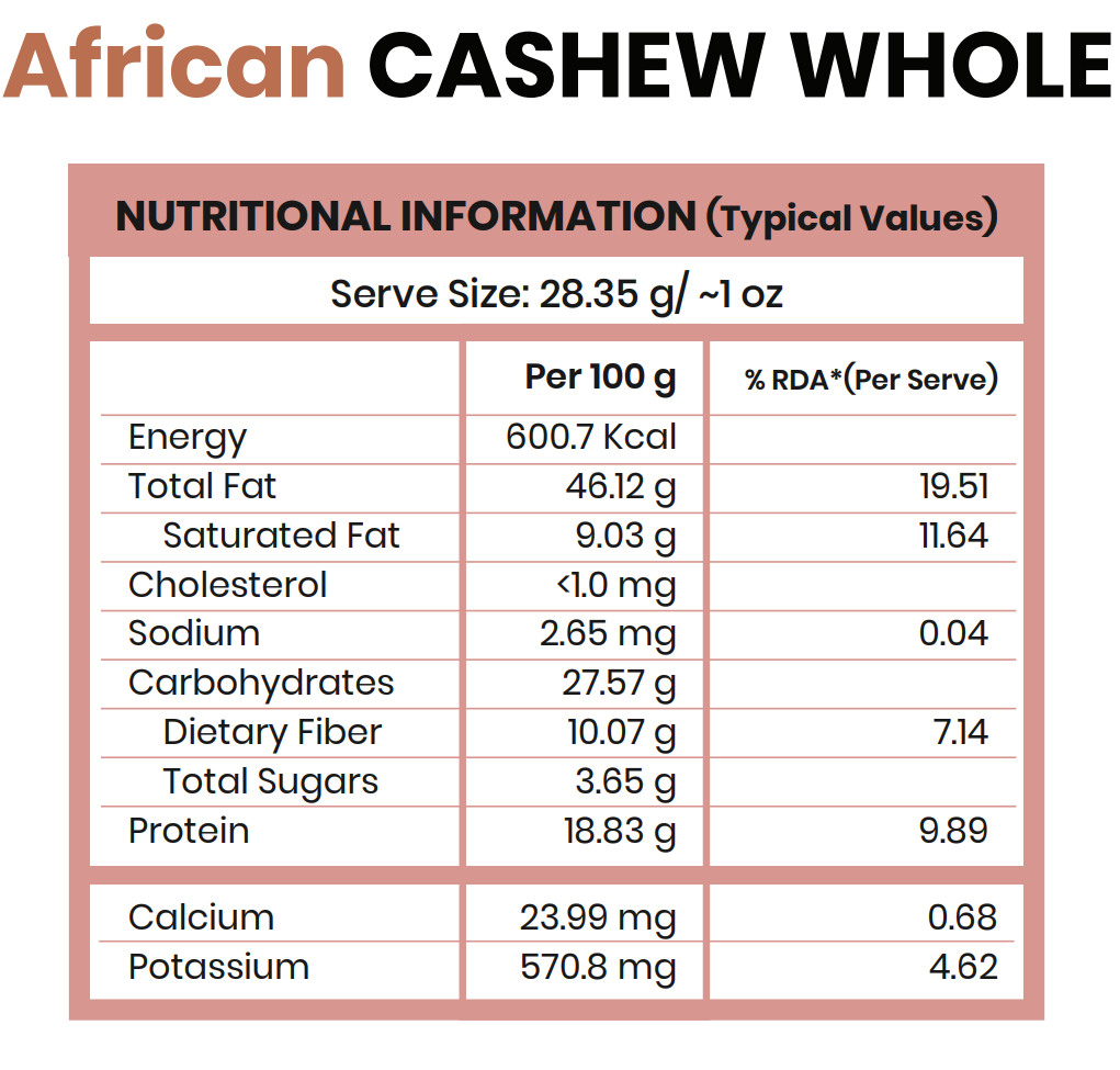 African Cashew Whole 200 g Pack of 25