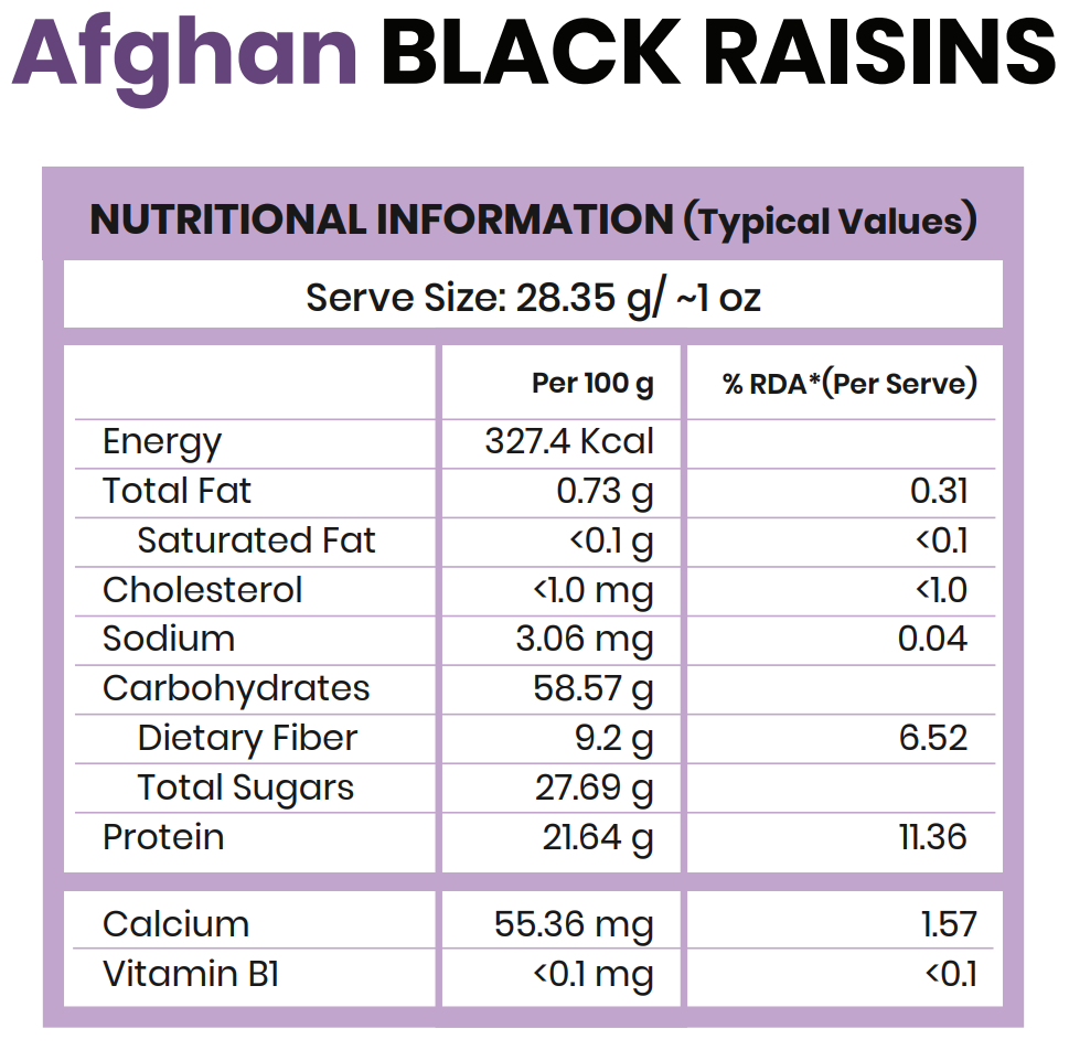 Afghan Seedless Black Raisins 200 g