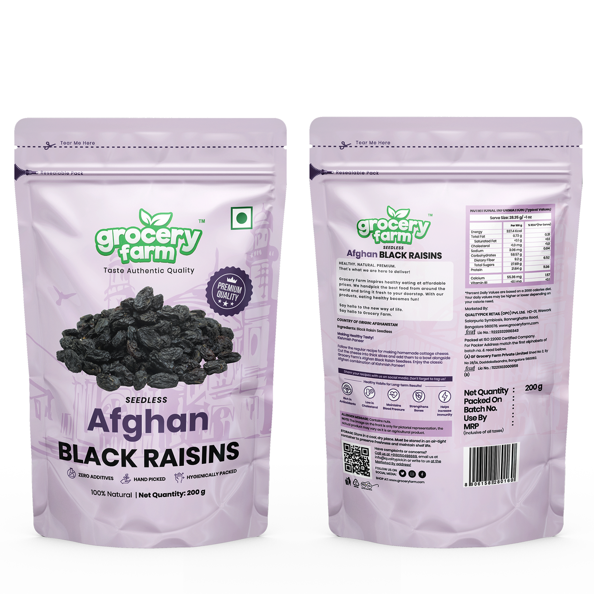 NRIP Black Raisin (Afghani Seedless) Dry Grapes 200 Gm : : Grocery  & Gourmet Foods