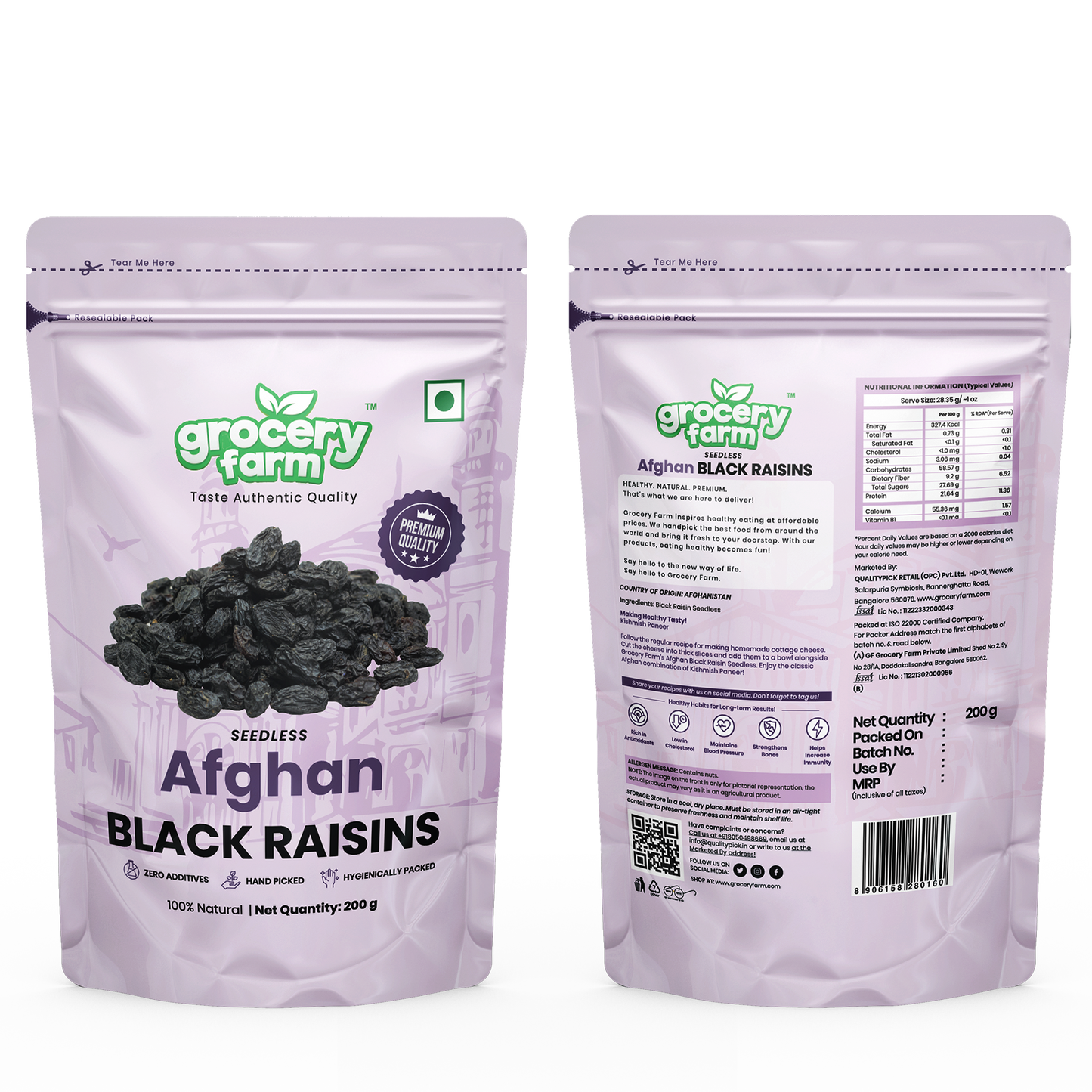 Afghan Seedless Black Raisins 200 g